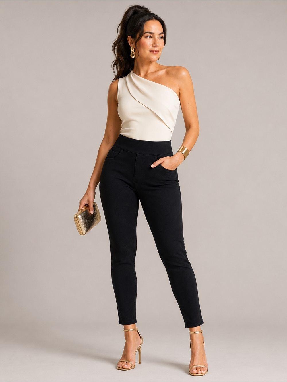 SPANX Black Pull-On Skinny Ankle Pants Women’s Size M Stretch High Rise
